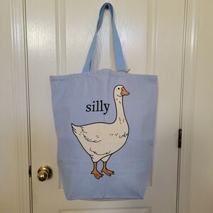 Light Blue White Cotton Canvas Tote Bag Silly Goose Shopping Beach India